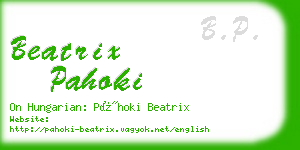 beatrix pahoki business card